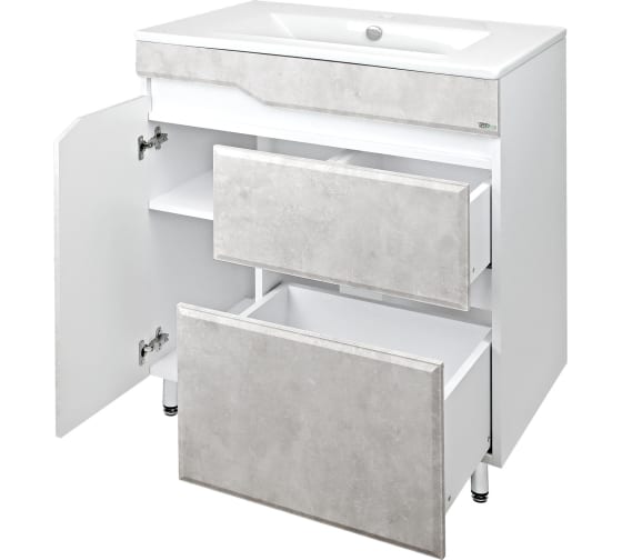 Тумба &quot;Velvet 75&quot; светлый камень с умывальником &quot;Quadro 75&quot;