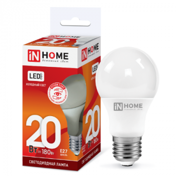 Лампа светодиодная A60 20Вт Е27 220В 6500К 1800Лм LED-A60-VC "IN HOME"