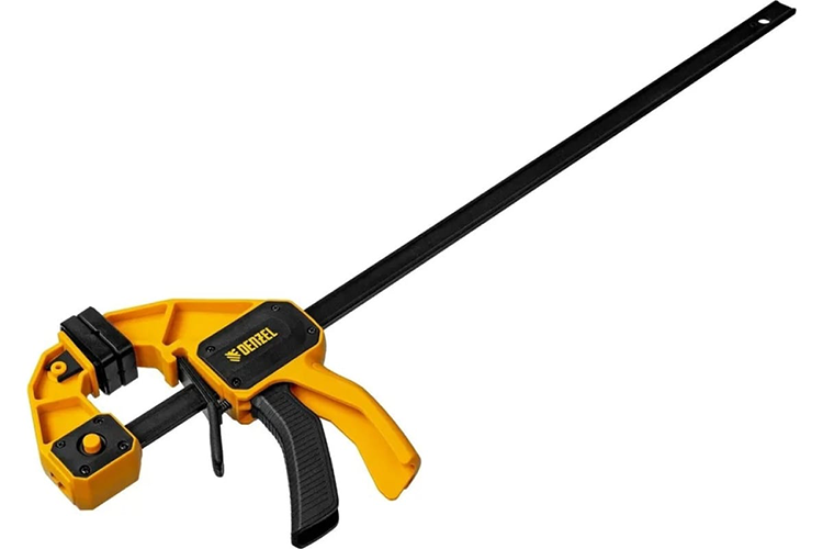 Струбцина "Denzel" F-образная, быстрозажимная, усиленный нейлоновый корпус, 450*80мм