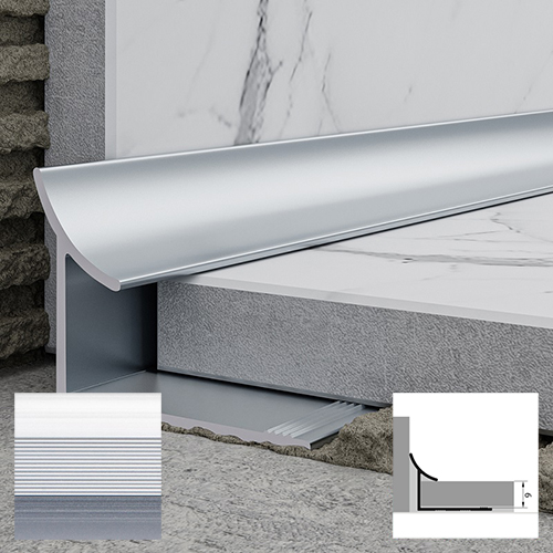 Профиль алюминиевый для плитки РП-АКП-05 2,7м, андонированный "Матовое серебро"