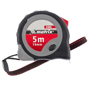 Рулетка "Continuous Fixation" 5м*19мм, обрезиненный корпус, плавная фиксация