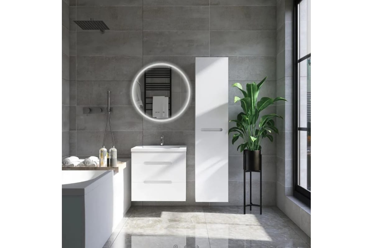 Тумба &quot;Марсель 80&quot;, белая, с умывальником &quot;Como 80&quot;, подвесная