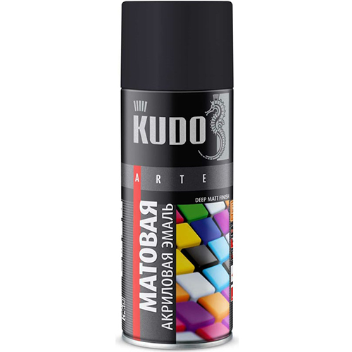 Aэрозольная черная матовая акриловая универ., 520мл, KUDO