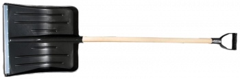 Лопата снеговая пласт. № 3, 400*380мм в сборе с деревянным черенком и V-обр ручкой, без самореза