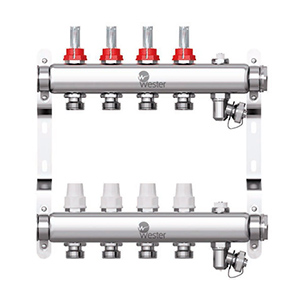 Коллекторная группа "Wester" c расходомерами и воздухоотводчиками 1"*4 вых.3/4"