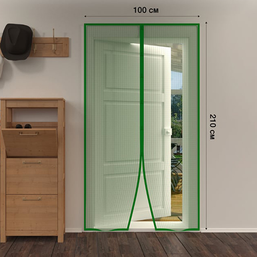 Дверная антимоскитная сетка 210х100см, с магнитами по всей длине, зеленая REXANT
