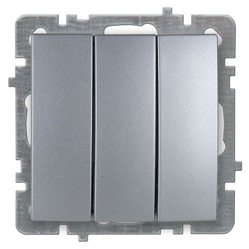 Механизм выключателя "NILSON Touran" трёхклавишный, скрытой проводки, Серебро