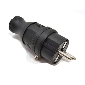 Вилка прямая каучуковая 2P+PE 16А/250В IP44, чёрная, Омега "ИЭК"