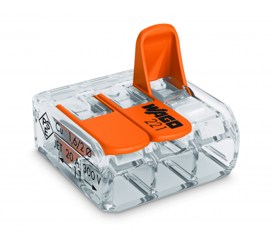 Клемма "WAGO" 221-413 3*4,0мм2, с рычажком