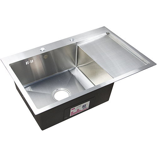 Мойка нержавеющая врезная 780*510*200*0,8мм "Okatana", с выпуском 3 1/2, с сифоном, правая, сатин