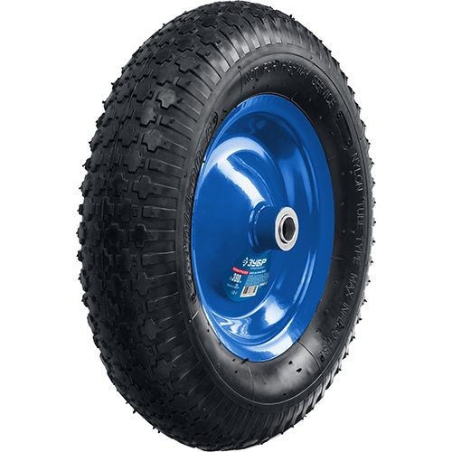 Колесо для тачки "Зубр", d380/20мм, втулка 75мм, резиновое, синий