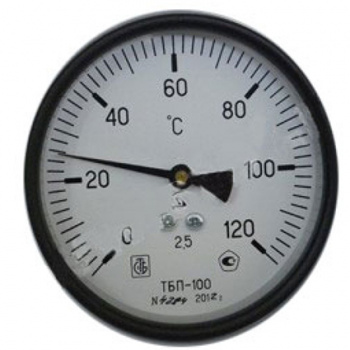 Термометр биметаллический D100 L50мм осевой 0+120гр
