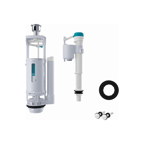 Арматура для бачка универсальная "Iddis" с кнопкой хром, двух уровневая, нижний подвод, F012400-01K