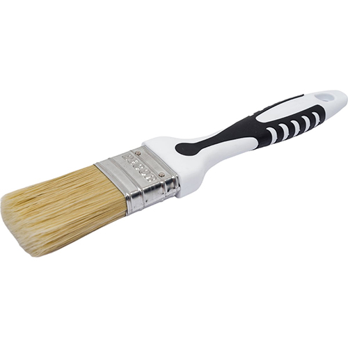 Кисть 35*15мм плоская, светлая смешанная искусственная щетина, 2К прорезиненная ручка, DECOR