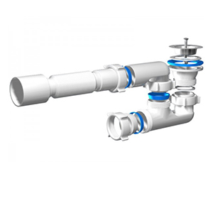 Сифон для душевого поддона регулируемый со стальным выпуском, 1.1/2, гофра 40*40/50