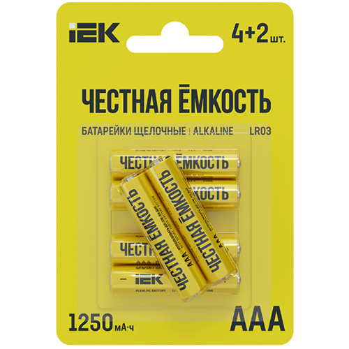Батарейка щелочная LR03/AAA 4+2шт ПРОМО "IEK"