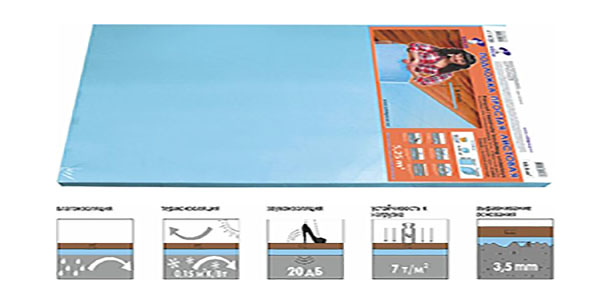 Подложка универсальная для пола,  "SOLID", 5мм*1,05*5м , синяя
