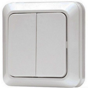 Выключатель 2-кл. "Aktiv Electro", накладной, белый, 1/10/200, 1023