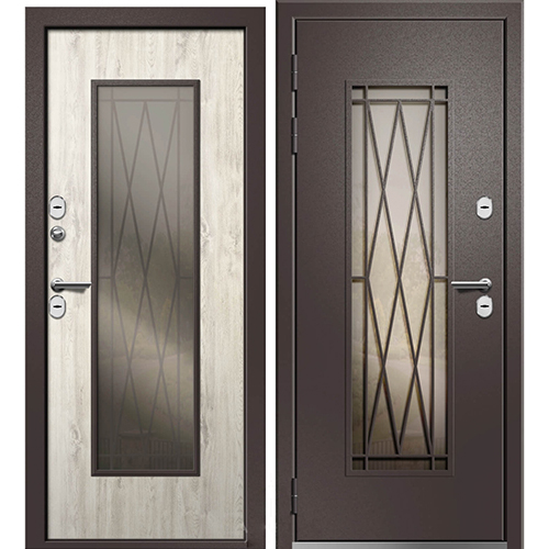 Дверь входная "Веста",960*2050*120мм,левая,металл -"Муар коричневый",МДФ "Дуб полярный"