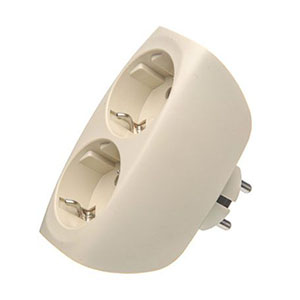 Тройник 2 гнезда с заземляющим контактом 16А 250В кремовый "Эра" SP-2e-I