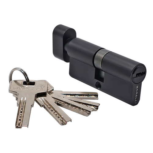 Ключевой цилиндр высокой секретности с заверткой "HS-70C BL", "Черный"