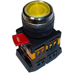 Кнопка ABLF-22 желтый, d22mm неон, 240В 1з+1р "ИЭК"