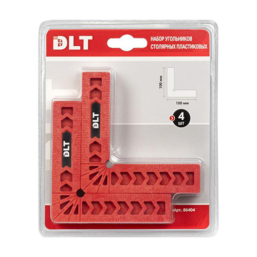 Набор угольников "DLT" столярных пластиковых внешний размер 100*100мм/внутренний размер 75*75мм, 4шт/уп