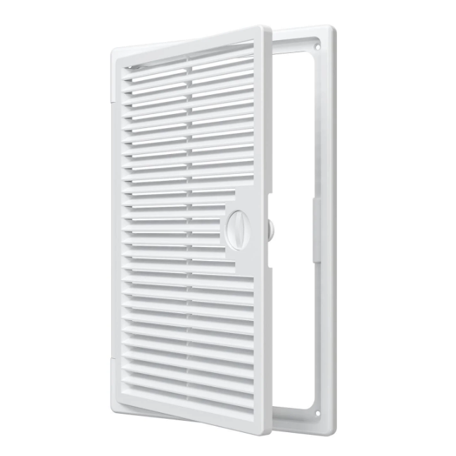 Решётка-дверца 200*300, накладная с ручкой-задвижкой "ДЕКОФОТ" пластмассовая белая