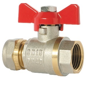 Кран шаровый "Бабочка" европейский стандарт 16*1/2в