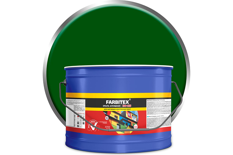 Эмаль алкидная зеленая ПФ-115 "FARBITEX", 10кг
