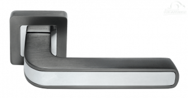Ручка дверная "MH-46 GR/CP-S55" "EON", нажимная, квадратная накладка, "Графит,хром"