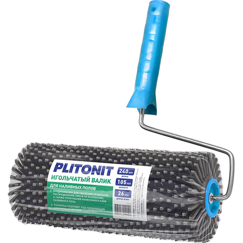 Валик игольчатый для наливных полов макси "Plitonit", 240мм, высота иглы 26мм