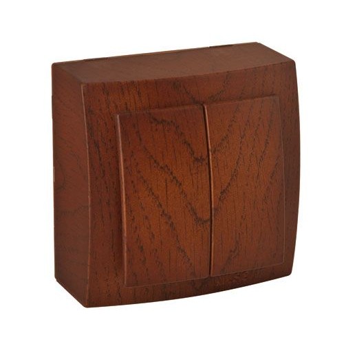 Выключатель "NILSON Themis" двухклавишный, накладной, Светлый Орех