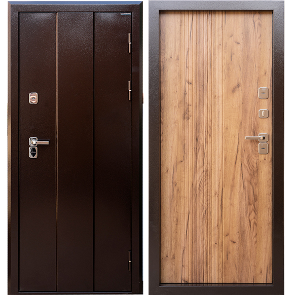 Дверь входная "Медверь 3.0", 850*2050*108мм, правая, металл -"Антик медь", МДФ "Крафт коричневый" Город Мастеров