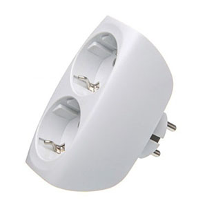 Тройник 2 гнезда с заземляющим контактом 16А 250В белый "Эра" SP-2e-W