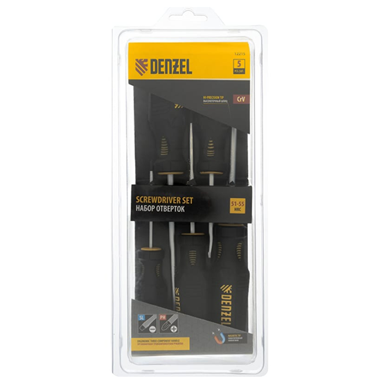 Набор отверток &quot;Denzel&quot; PH, SL, CrV, трехкомпонентные ручки, 5 предметов!!!