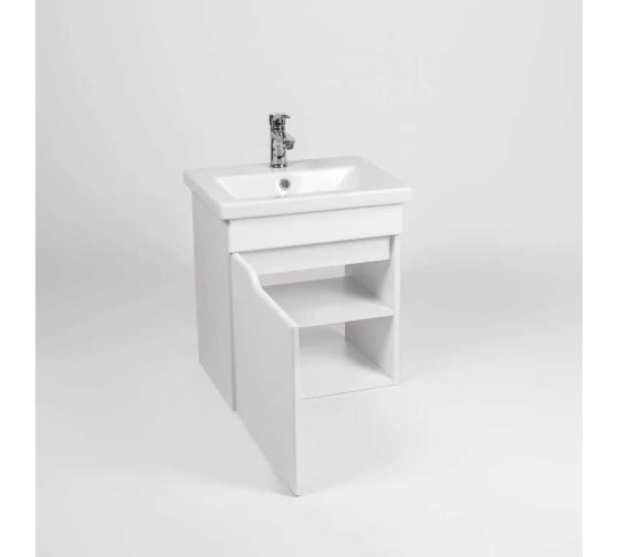 Тумба "Куба 50", белая, с умывальником "Como 50", подвесная