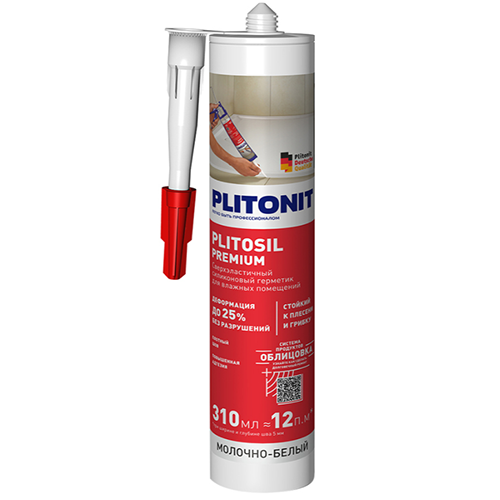 Герметик силиконовый санитарный "Plitosil Premium", 310мл, молочно-белый