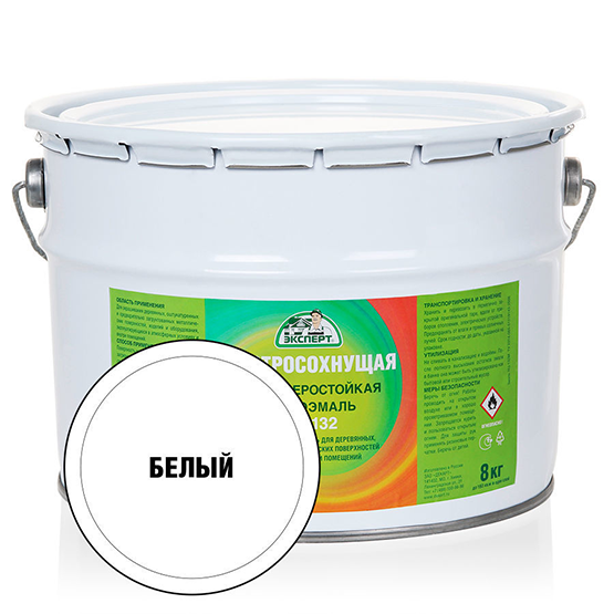 Нитроэмаль белая НЦ-132 "Эксперт", 8кг
