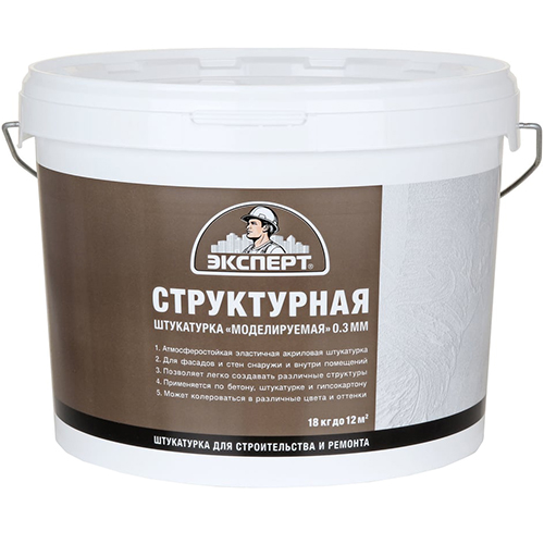 Штукатурка моделируемая "Структурная" акриловая Эксперт, 0,3мм, -20С, 18кг