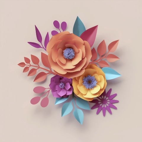 Фотообои "Бумажные цветы" 2700*2700мм