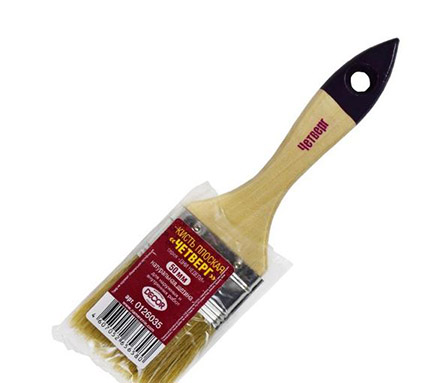 Кисть "Четверг" 50*14мм плоская, светлый смешанный искусственный ворс, пластиковая ручка, Decor