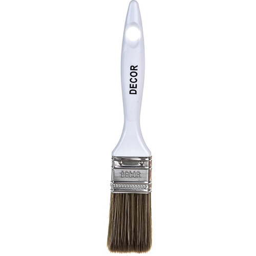 Кисть 35*15мм плоская, темная синтетическая щетина, пластиковая ручка, DECOR