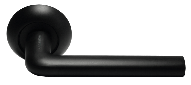 Ручка дверная "MH-03 BL-IND", нажимная, круглая накладка, "Черный"