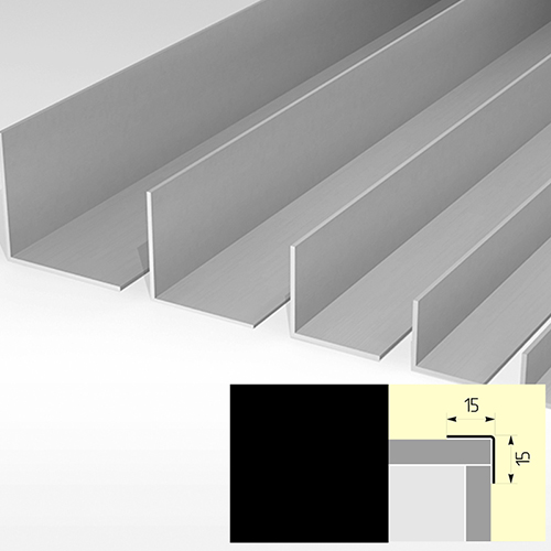 Уголок алюминиевый окрашенный, черный 15*15мм* 2,7м