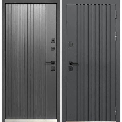 Дверь входная "Люксор Термо Рейка",960*2050*110мм,правая, МДФ -"Муар графит",МДФ "Сатин графит"