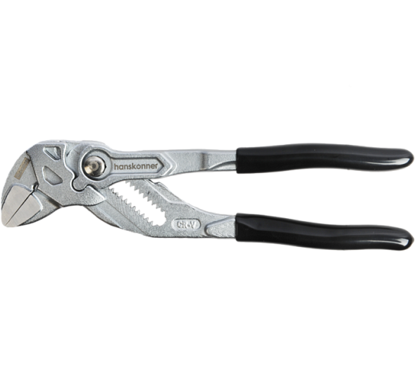 Клещи переставные, 175мм, кнопочный шарнир, без засечек на губках, "Hanskonner"