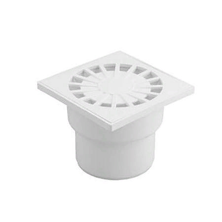 Трап сливной вертикальный 100мм, 150*150, пластиковая крышка, белый