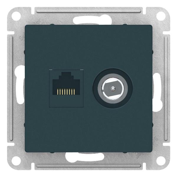 Розетка комп+ТВ двойная, RJ45+TV, кат.5E, механизм, ATLASDESIGN изумруд