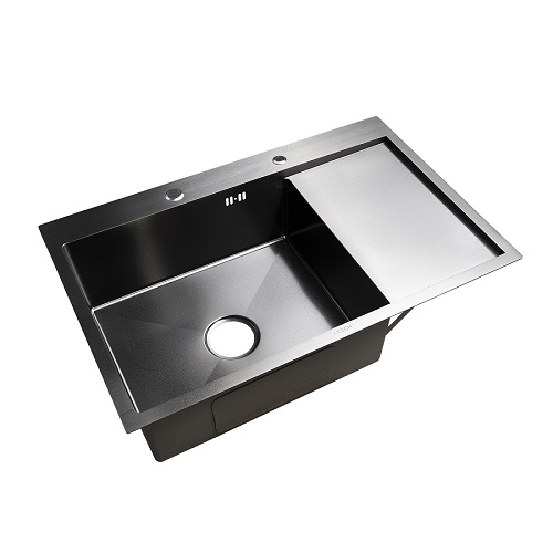 Мойка нержавеющая врезная 780*510*200*0,8мм "I-Tech", с выпуском 3 1/2, с сифоном, правая, сатин, графит
